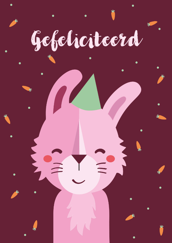 Verjaardagskaart konijn lief meisje - Verjaardagskaarten Verjaardagskaarten - Verjaardagskaart konijn lief meisje