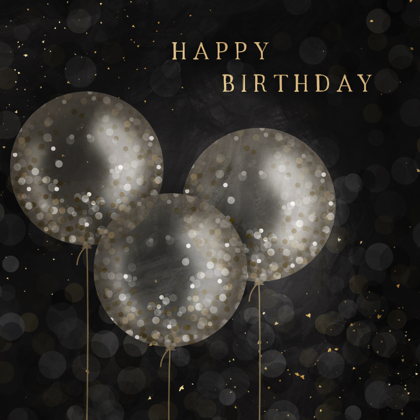 Verjaardagskaarten - Verjaardagskaart krijtbord met confetti ballonnen