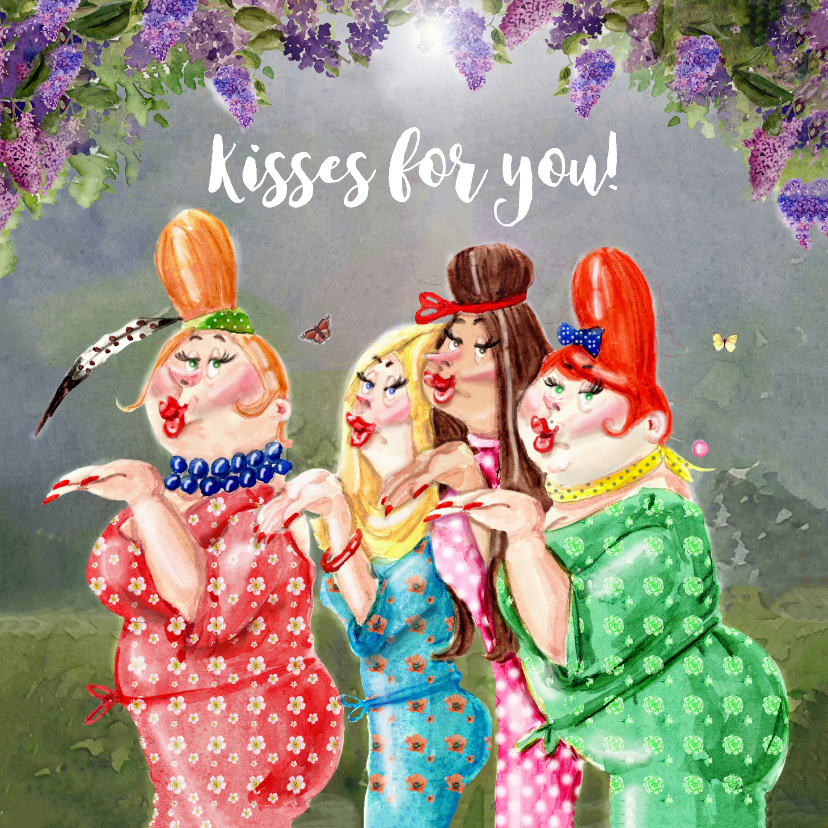 Verjaardagskaarten - Verjaardagskaart kusjes voor de lieve jarige