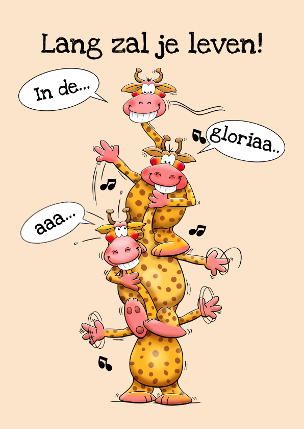 Verjaardagskaart laaang zal je leven met giraffen - Verjaardagskaarten Verjaardagskaarten - Verjaardagskaart laaang zal je leven met giraffen