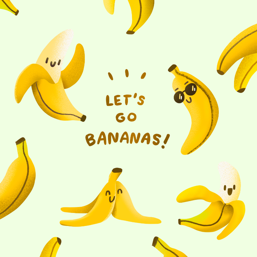 Verjaardagskaarten - Verjaardagskaart let's go bananas