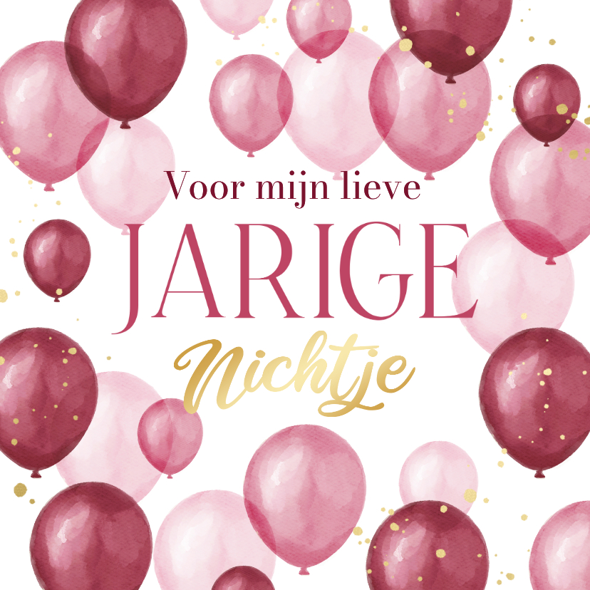 Verjaardagskaart lieve jarige nicht ballonnen confetti groen - Verjaardagskaarten Verjaardagskaarten - Verjaardagskaart lieve jarige nicht ballonnen confetti groen