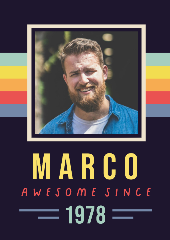 Verjaardagskaart man - awesome since met foto - Verjaardagskaarten Verjaardagskaarten - Verjaardagskaart man - awesome since met foto