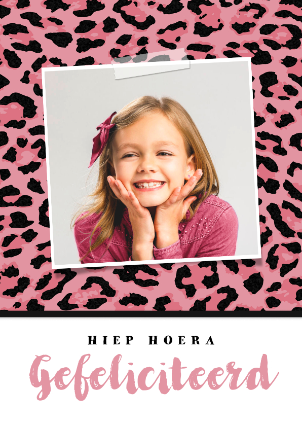 Verjaardagskaarten - Verjaardagskaart meisje hip luipaard felicitatie