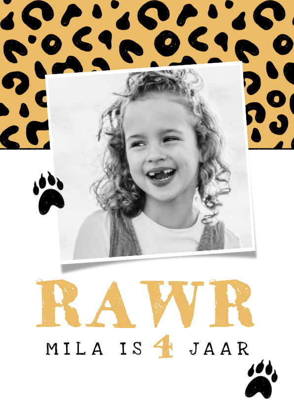 Verjaardagskaarten - Verjaardagskaart meisje panter luipaard roze jungle
