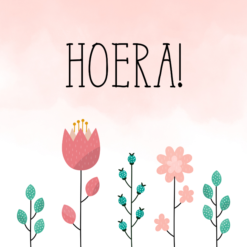 Verjaardagskaart met bloemen en waterverf - Verjaardagskaarten Verjaardagskaarten - Verjaardagskaart met bloemen en waterverf