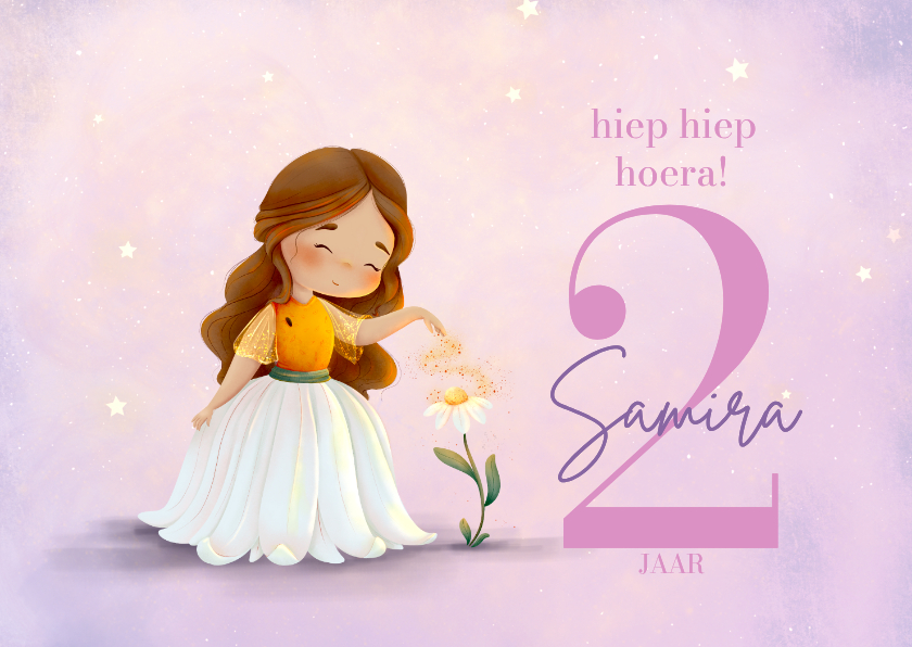 Verjaardagskaart met bloemenprinses - Verjaardagskaarten Verjaardagskaarten - Verjaardagskaart met bloemenprinses