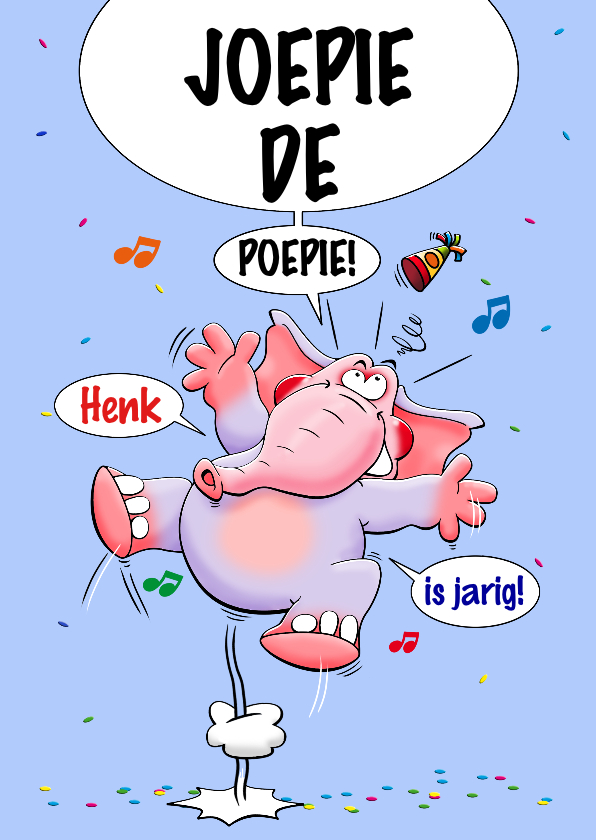 Verjaardagskaarten - Verjaardagskaart met grappige olifant, rondje van de jarige!