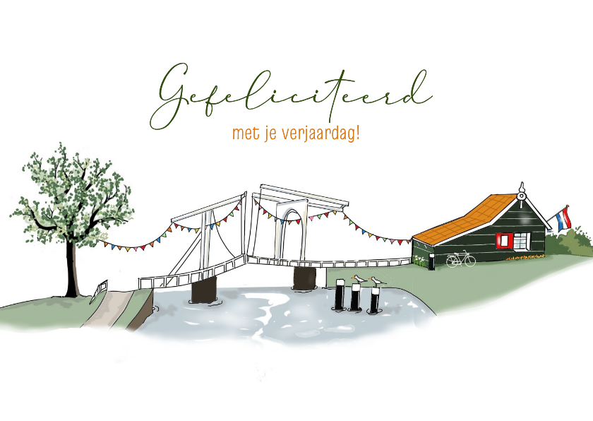 Verjaardagskaarten - Verjaardagskaart met Hollands landschap