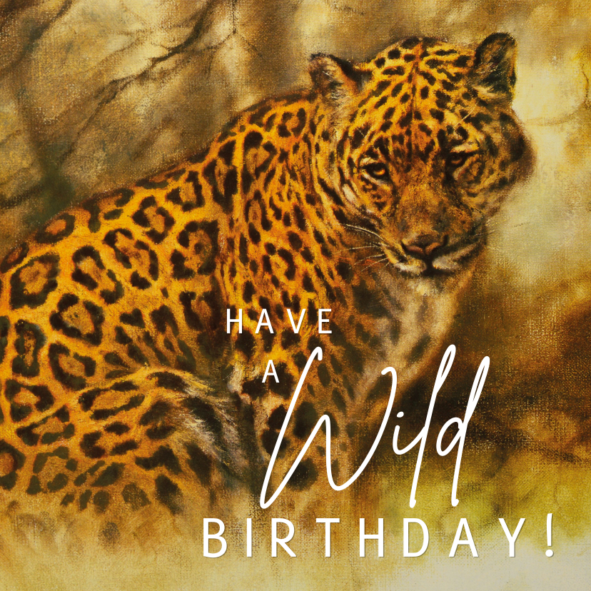 Verjaardagskaarten - Verjaardagskaart met panter voor een wilde feestganger