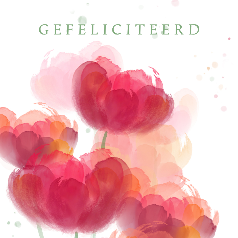 Verjaardagskaarten - Verjaardagskaart met rode tulpen in waterverf