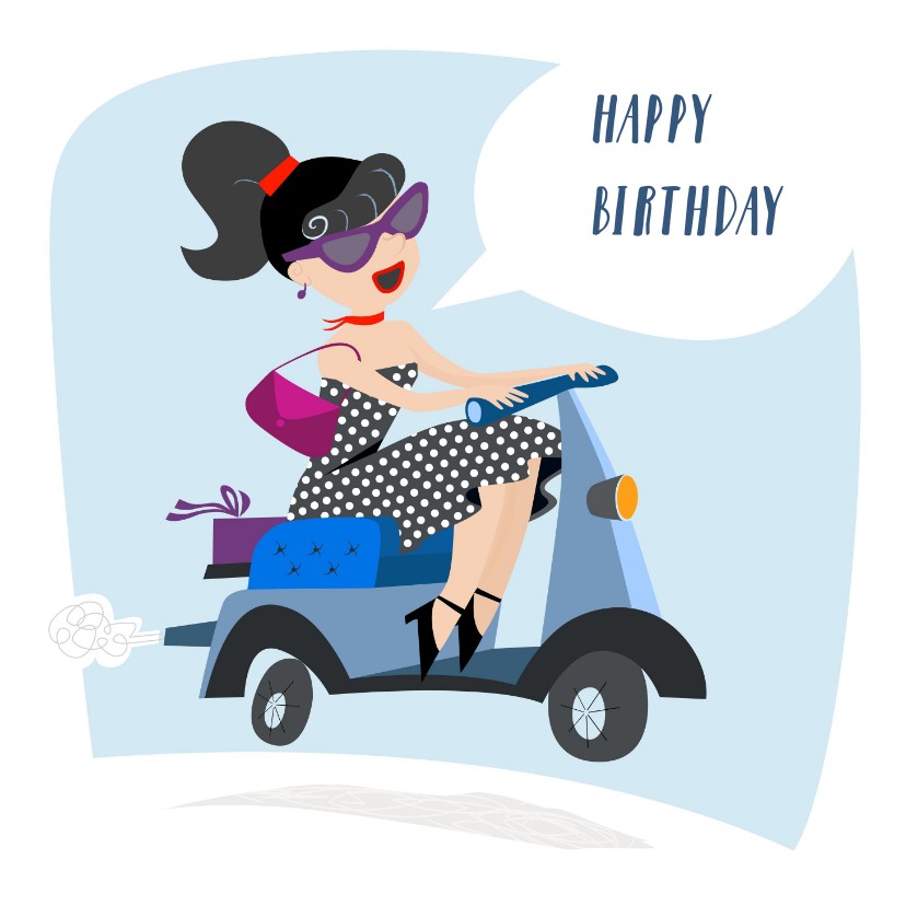 Verjaardagskaarten - Verjaardagskaart met scooter