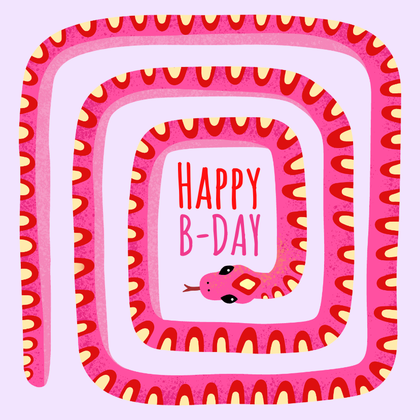 Verjaardagskaarten - Verjaardagskaart met slang illustratie