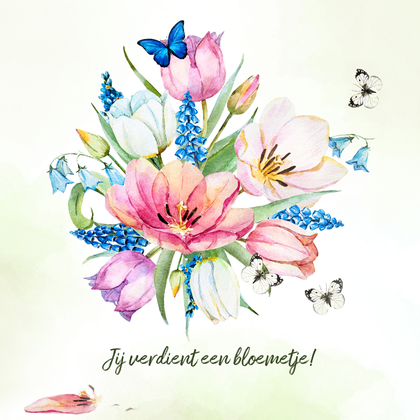 Verjaardagskaart met tulpenboeket - Verjaardagskaarten Verjaardagskaarten - Verjaardagskaart met tulpenboeket