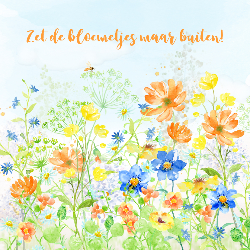 Verjaardagskaart met vrolijk gekleurde zomerbloemen - Verjaardagskaarten Verjaardagskaarten - Verjaardagskaart met vrolijk gekleurde zomerbloemen