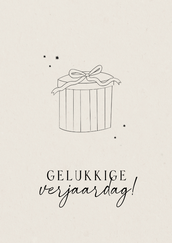 Verjaardagskaart minimalistisch met cadeautje lijntekening - Verjaardagskaarten Verjaardagskaarten - Verjaardagskaart minimalistisch met cadeautje lijntekening