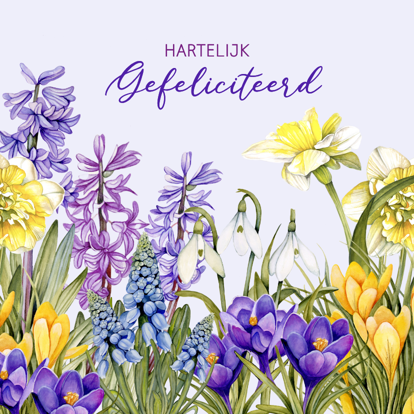 Verjaardagskaarten - Verjaardagskaart mooie voorjaarsbloemen 