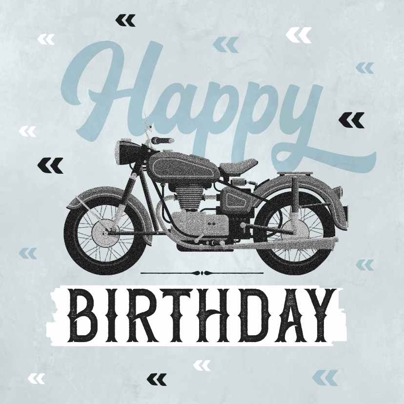 Verjaardagskaarten - Verjaardagskaart motor vintage happy birthday