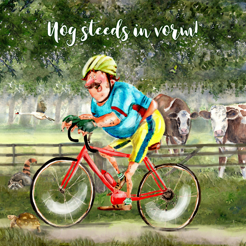 Verjaardagskaarten - Verjaardagskaart op de racefiets