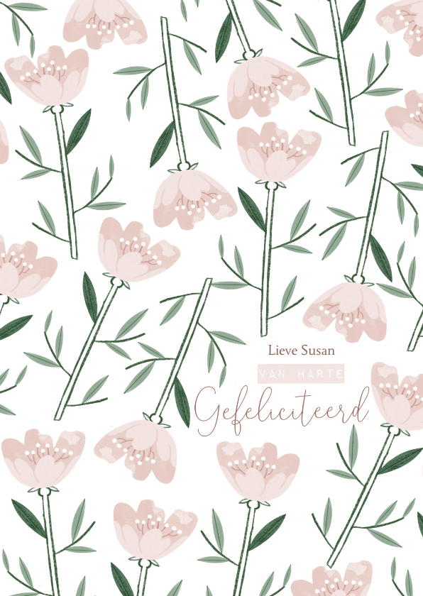 Verjaardagskaart oudroze bloemen en van harte gefeliciteerd - Verjaardagskaarten Verjaardagskaarten - Verjaardagskaart oudroze bloemen en van harte gefeliciteerd