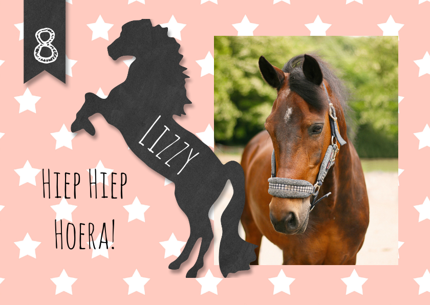 Verjaardagskaart paard krijtbord - Verjaardagskaarten Verjaardagskaarten - Verjaardagskaart paard krijtbord
