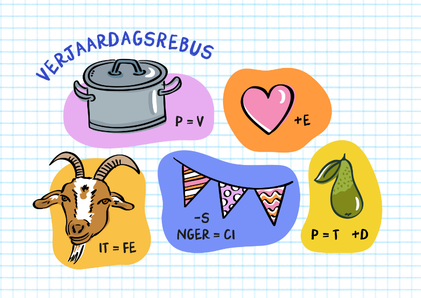 Verjaardagskaarten - Verjaardagskaart rebus 