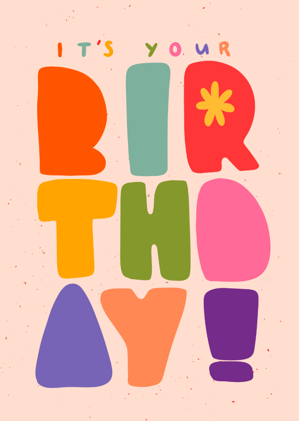 Verjaardagskaart regenboog letters it's your birthday - Verjaardagskaarten Verjaardagskaarten - Verjaardagskaart regenboog letters it's your birthday