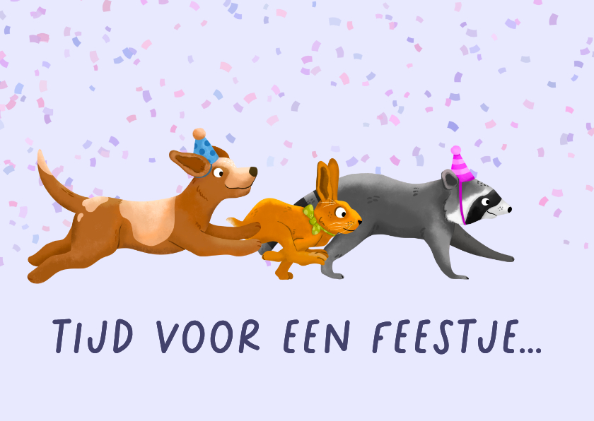Verjaardagskaarten - Verjaardagskaart rennende dieren