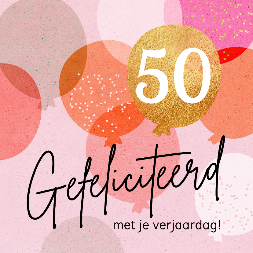 Verjaardagskaart roze ballonnen met leeftijd - Verjaardagskaarten Verjaardagskaarten - Verjaardagskaart roze ballonnen met leeftijd