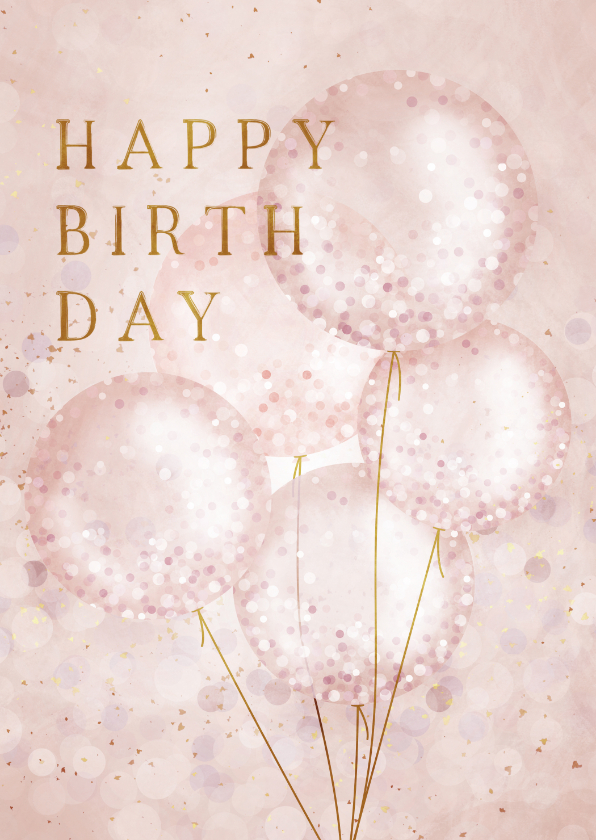Verjaardagskaart roze met confetti ballonnen - Verjaardagskaarten Verjaardagskaarten - Verjaardagskaart roze met confetti ballonnen