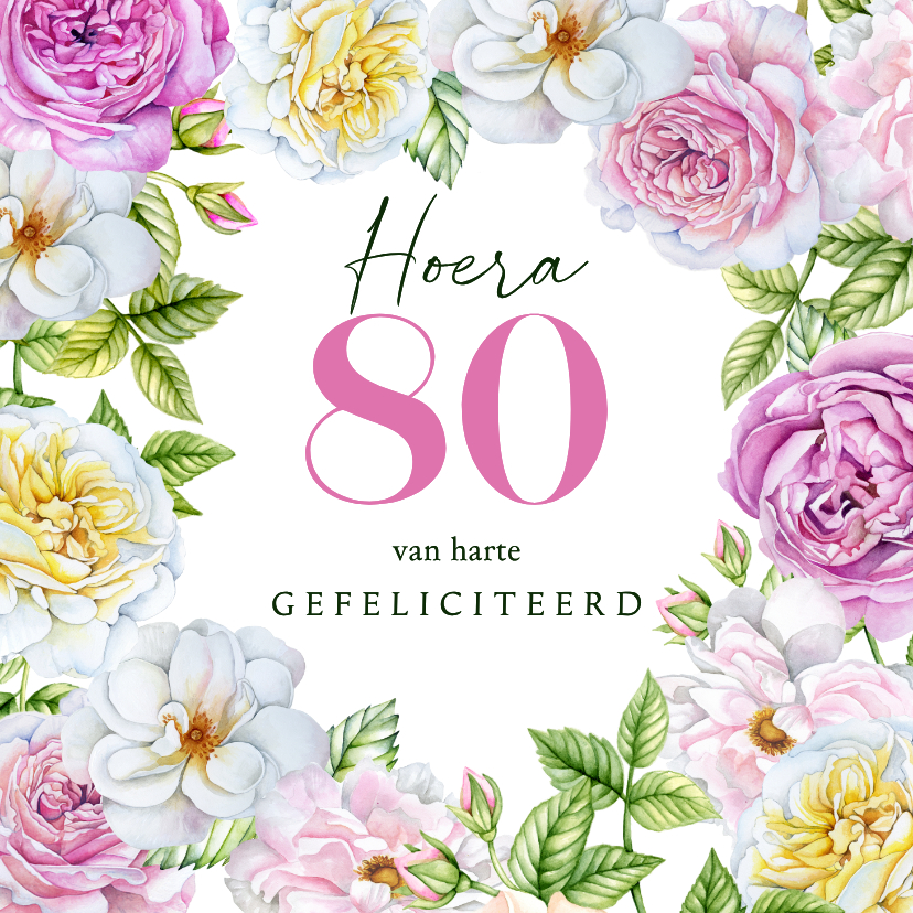 Verjaardagskaarten - Verjaardagskaart rozen pastel