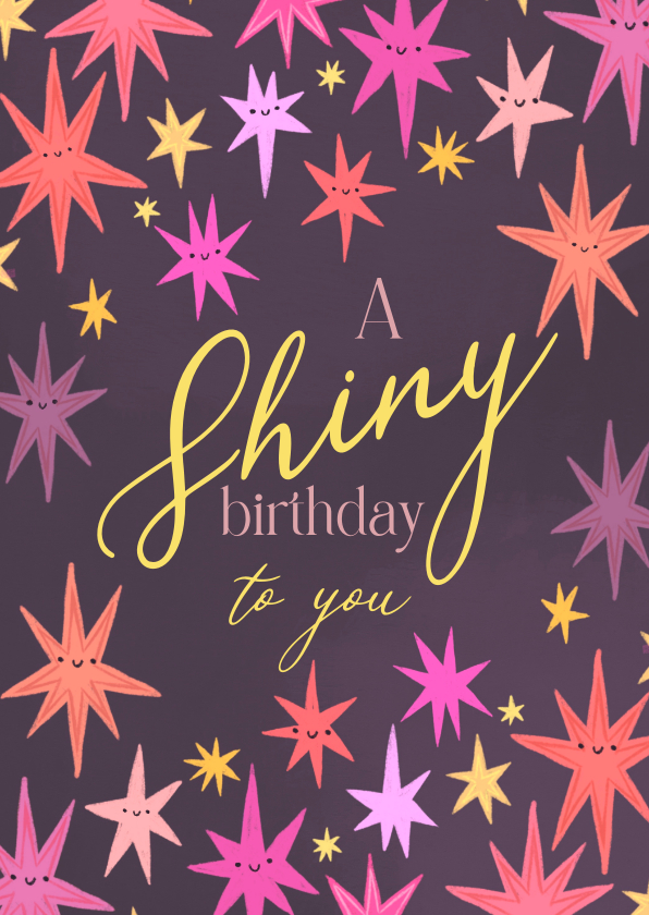 Verjaardagskaart shiny birthday sterren - Verjaardagskaarten Verjaardagskaarten - Verjaardagskaart shiny birthday sterren