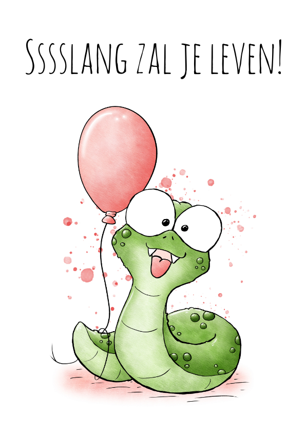 Verjaardagskaarten - Verjaardagskaart slang - Sssslang zal je leven!