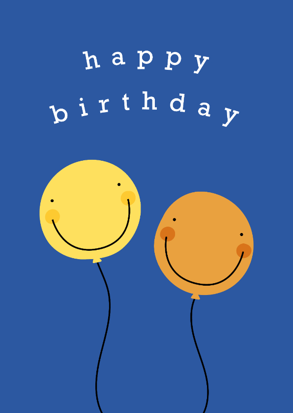 Verjaardagskaart smiley ballonnen happy birthday - Verjaardagskaarten Verjaardagskaarten - Verjaardagskaart smiley ballonnen happy birthday