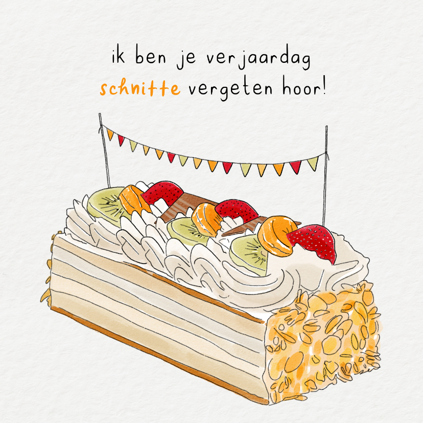 Verjaardagskaarten - Verjaardagskaart te laat schnitte vergeten illustratie