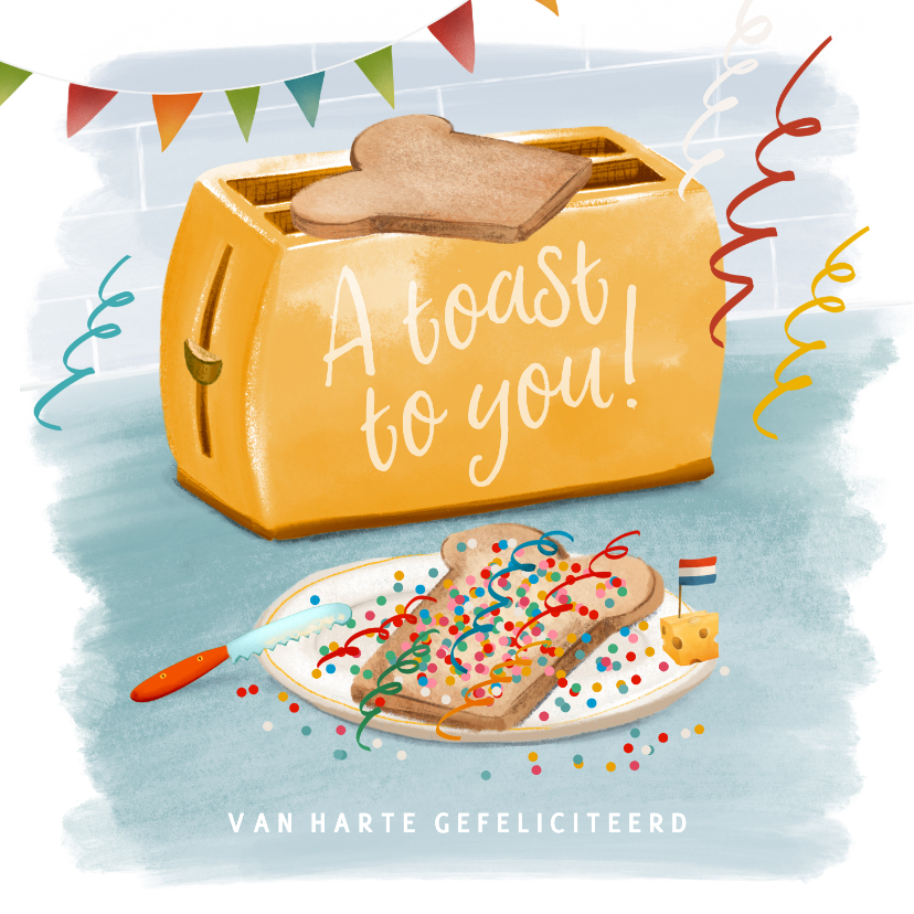 Verjaardagskaarten - Verjaardagskaart 'Toast to you'