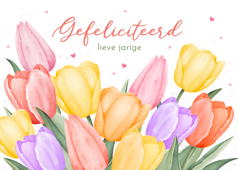 Verjaardagskaarten - Verjaardagskaart tulpen boeket aquarel