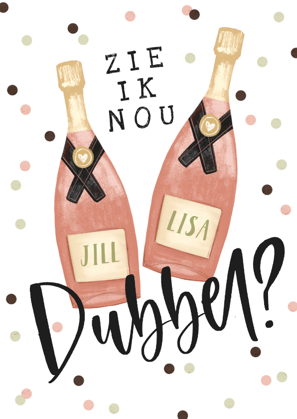 Verjaardagskaarten - Verjaardagskaart tweeling wijn confetti dubbel feest