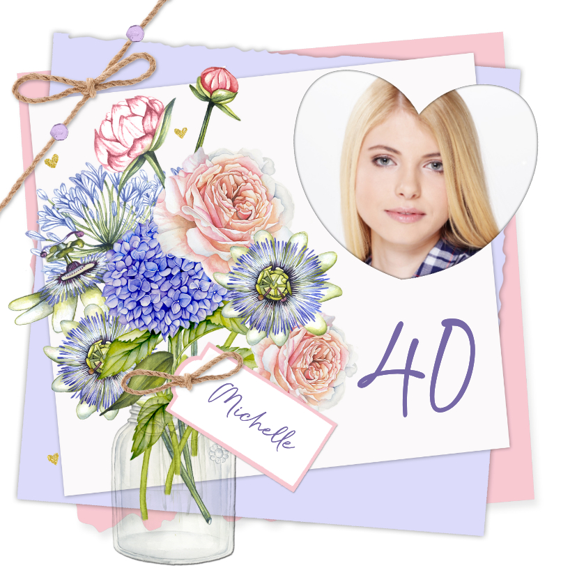Verjaardagskaarten - Verjaardagskaart vaas bloemen