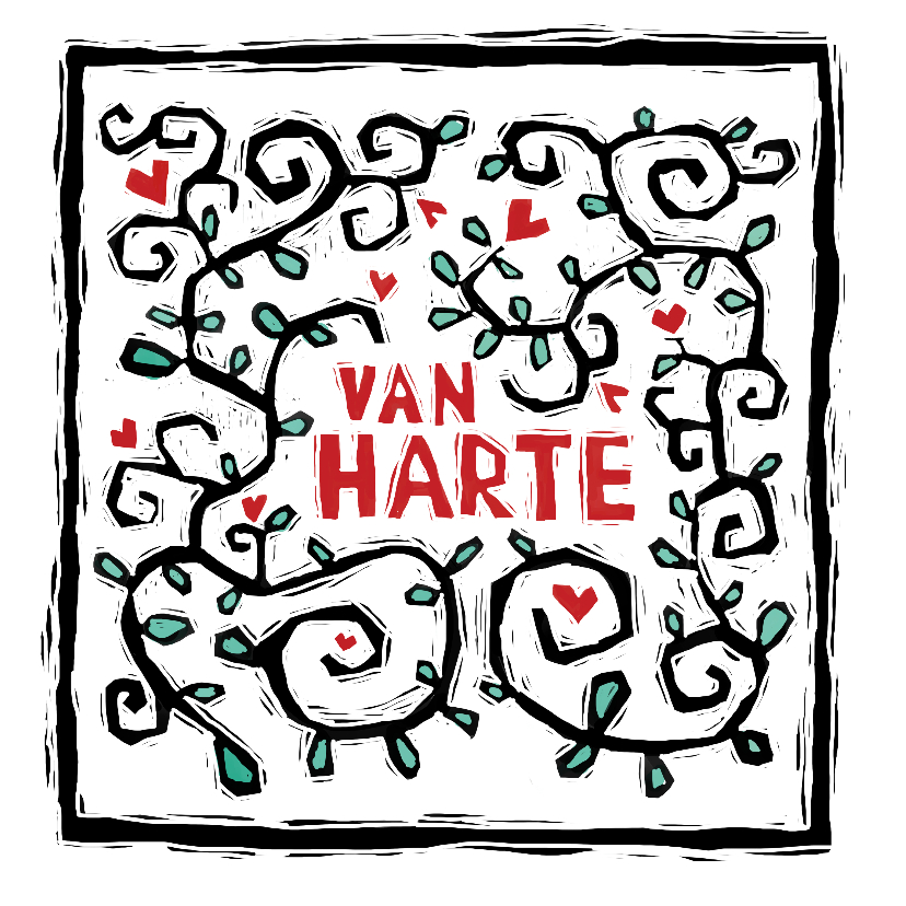 Verjaardagskaart van harte lino - Verjaardagskaarten Verjaardagskaarten - Verjaardagskaart van harte lino