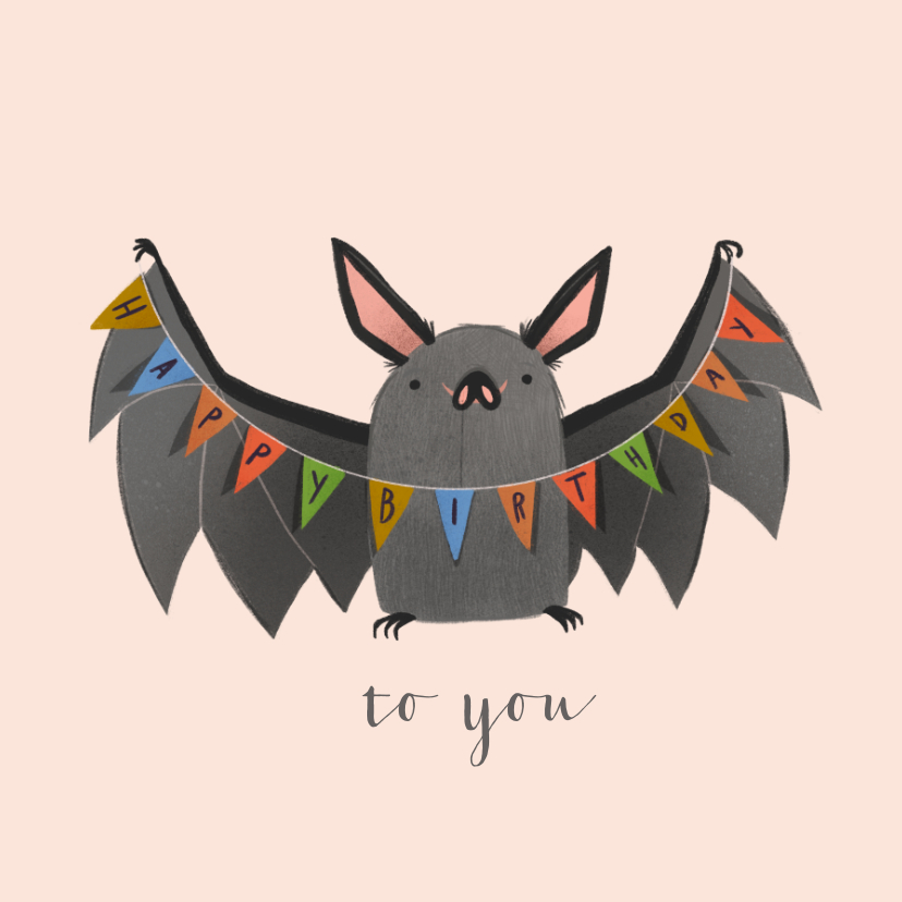 Verjaardagskaarten - Verjaardagskaart vleermuisje