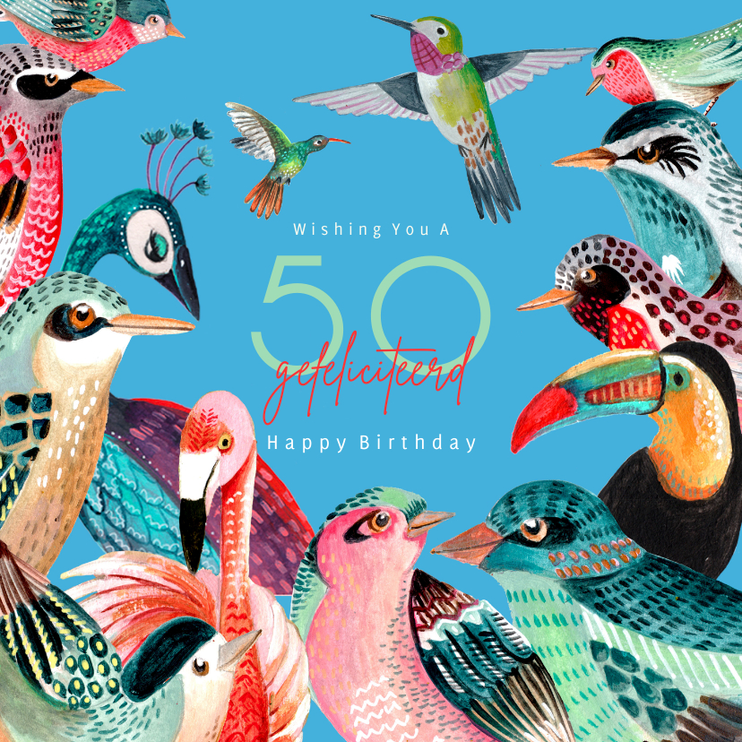 Verjaardagskaarten - Verjaardagskaart vogel soorten