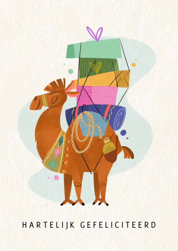 Verjaardagskaarten - Verjaardagskaart volgepakte kameel