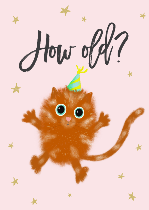 Verjaardagskaarten - Verjaardagskaart voor een vriendin met rode kat