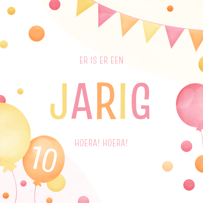 Verjaardagskaarten - Verjaardagskaart vrolijk met slingers ballonnen en confetti