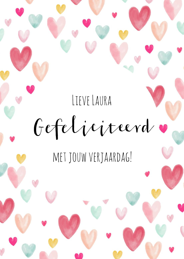 Verjaardagskaart vrolijke hartjes! - Verjaardagskaarten Verjaardagskaarten - Verjaardagskaart vrolijke hartjes!