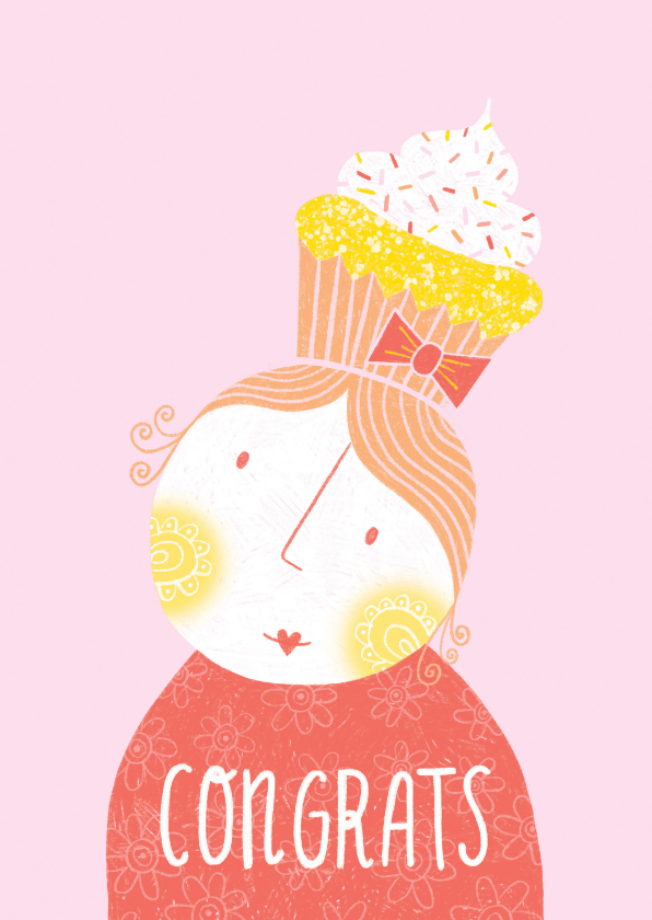 Verjaardagskaarten - Verjaardagskaart vrouw cupcake roze