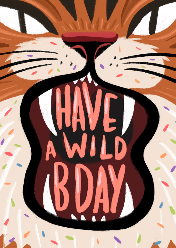 Verjaardagskaarten - Verjaardagskaart wilde tijger met disco dip
