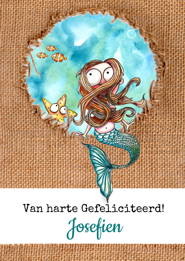 Verjaardagskaart Zeemeermin - Verjaardagskaarten Verjaardagskaarten - Verjaardagskaart Zeemeermin