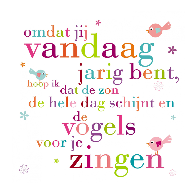 Verjaardagskaart zingende vogels - Verjaardagskaarten Verjaardagskaarten - Verjaardagskaart zingende vogels